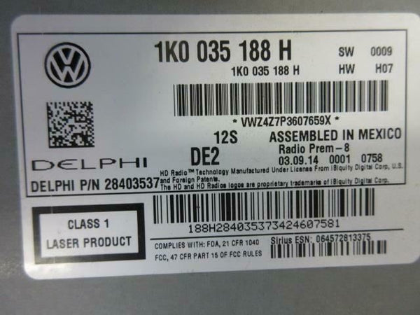 VOLKSWAGEN JETTA 2014-2015-2016-2017 OEM 6CD CHANGER RADIO SCREEN 6.5¨ K0035188H