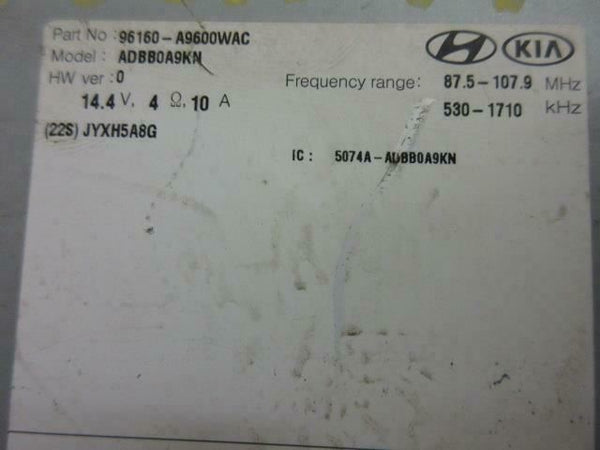 KIA SEDONA 2017-2018 OEM RADIO SCREEN APPS XM SATELLITE 96160-A9600WAC