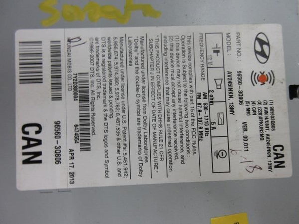 HYUNDAI SONATA 2012-2013 OEM RADIO INFINITY SCREEN 7 ¨ NAVIGATION  96560-3Q806
