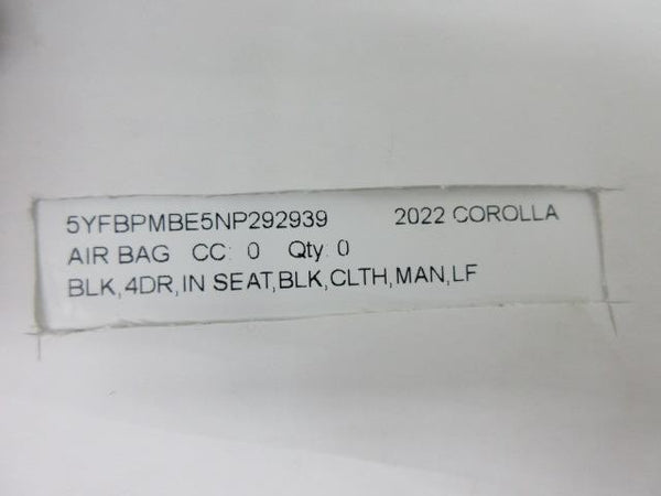 TOYOTA COROLLA 2020-2021-2022-2023-2024-2015 FRONT SEAT Airbag LEFT DRIVER SIDE