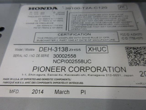 HONDA ACCORD SEDAN 2013-2014-2013 OEM RADIO RECEIVER CD AUX 39100-T2A-C120