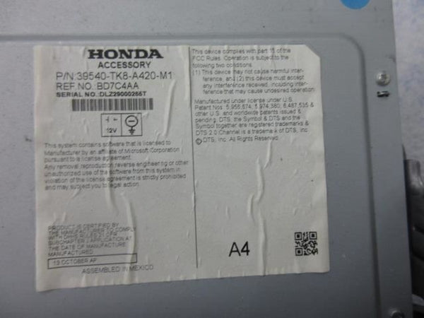 HONDA ODYSSEY 2014-2015-2016-2017 OEM NAVIGATION RADIO SCREEN 39540-TK8-A420-M1