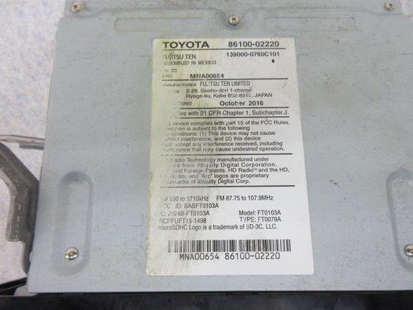 TOYOTA COROLLA 2016-2017-2018-2019 OEM RADIO SCREEN 86100-02220 NAVIGATION GRACE
