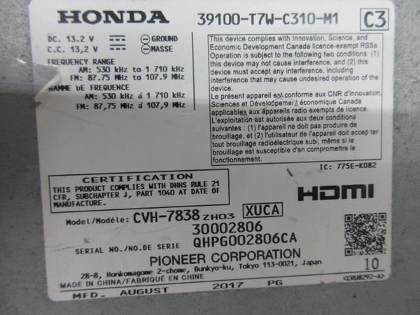 HONDA HR-V 2017-2018 OEM RADIO APPS 3TP7 ANDROIDE  7 ¨ SCREEN 39100-T7W-C310-M1