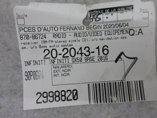 INFINITI QX50 2014-2015-2016-2017 OEM RADIO 25981A1MA5E SCREEN 7 ¨ 280911BU0A