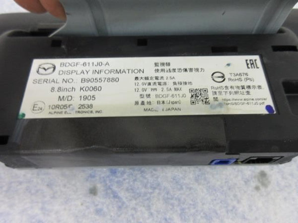 MAZDA 3 2019-2020 OEM RADIO 8.8 ¨ SCREEN KIT DISPLAY INFORMATION BDGF-611J0-A