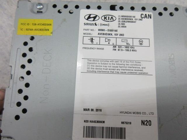 HYUNDAI TUCSON 2016-2017-2018 OEM RADIO RECEIVER SCREEN 96560-D32014X NAVIGATION