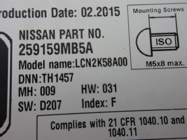 NISSAN VERSA 2015 OEM RADIO W SD SCREEN 5.5 ¨ NAVIGATION APPS SXM  259159MB5A